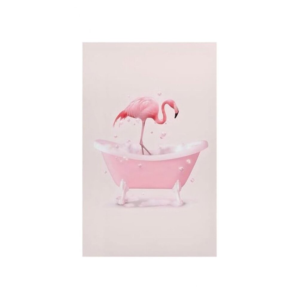 Flamingo in The Bathtub Unframed Canvas Wall Art  24" X 36"